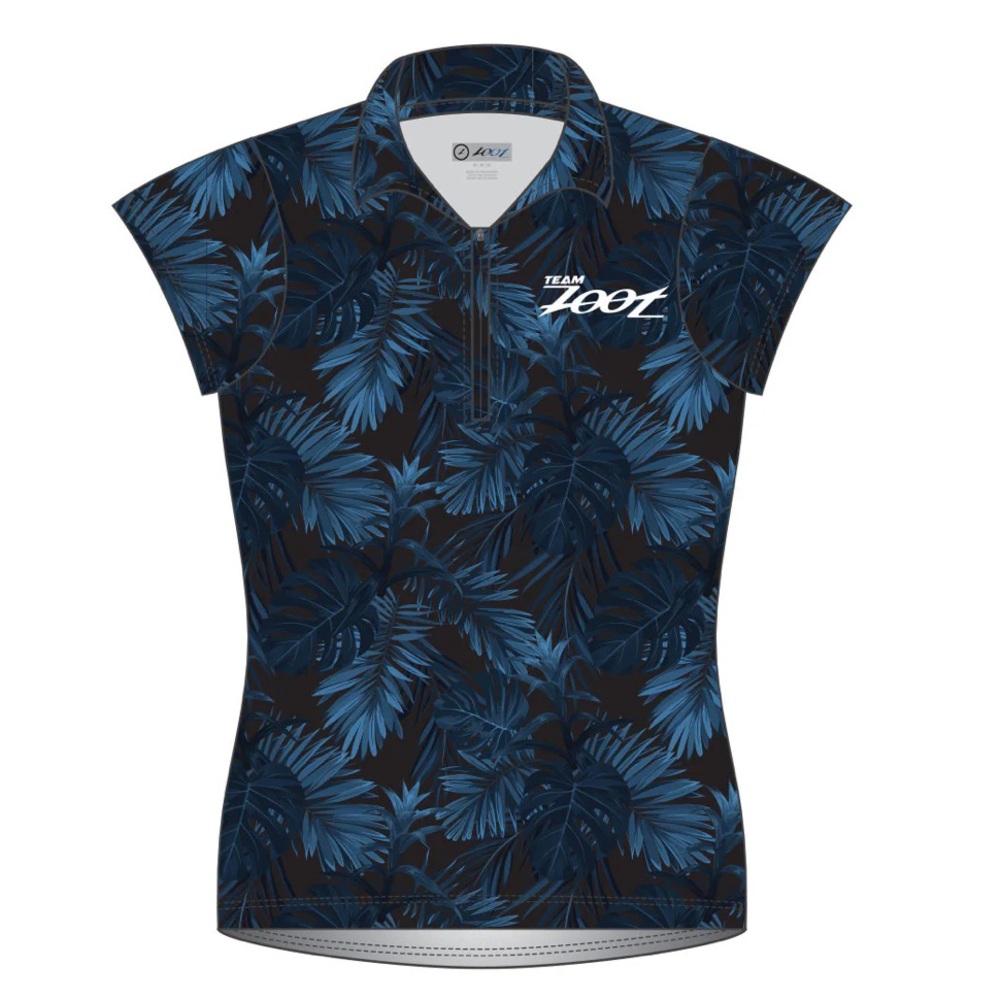TEAM ZOOT WOMEN’S FLORAL SHORT SLEEVE ATHLETIC JERSEY POLO TOP SIZE: MEDIUM NWOT